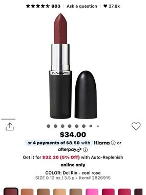 MAC Cosmetics Del Rio Cool Rose Lipstick —